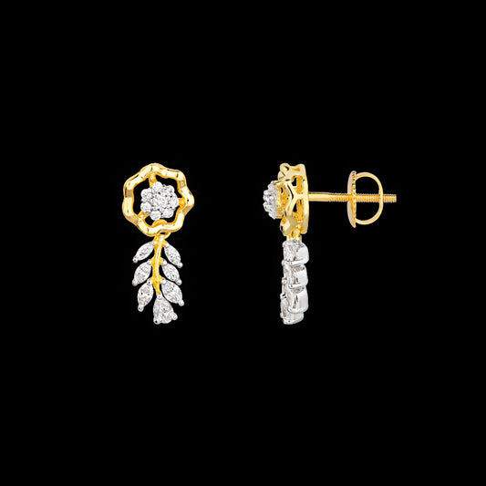 18K Two Tone Gold Diamond Earrings - 0.479ct VVS-VS-EF