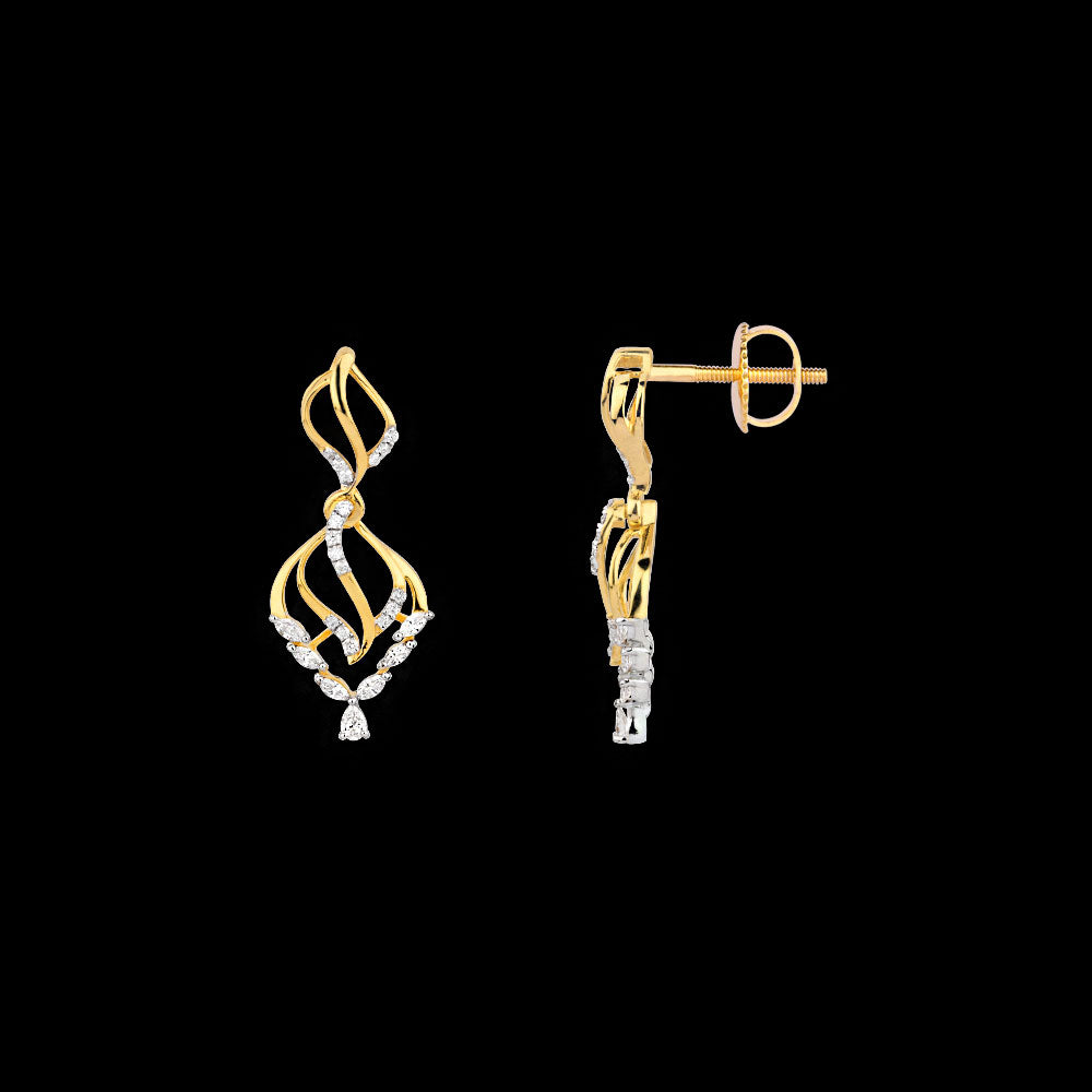 18K Two Tone Gold Diamond Earrings - 0.628ct VVS-VS-EF
