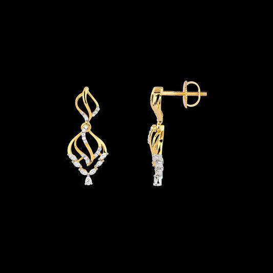 18K Two Tone Gold Diamond Earrings - 0.628ct VVS-VS-EF