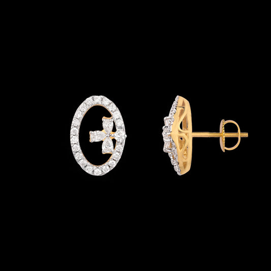 18K Two Tone Gold Diamond Earrings - 0.497ct VVS-VS-EF