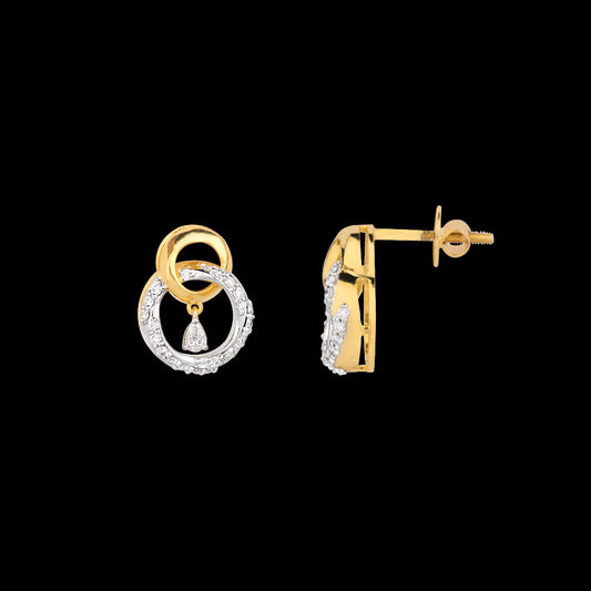 18K Two Tone Gold Diamond Earrings - 0.416ct VVS-VS-EF