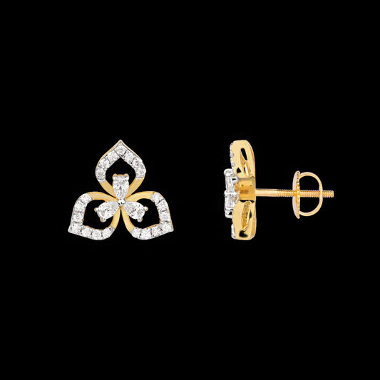18K Two Tone Gold Diamond Earrings - 0.508ct VVS-VS-EF