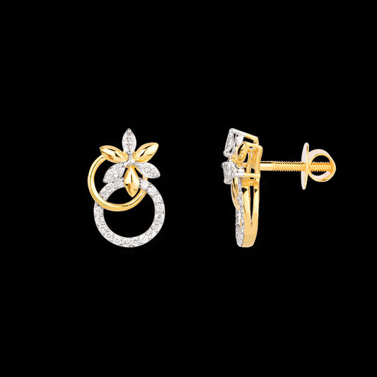 18K Two Tone Gold Diamond Earrings - 0.389ct VVS-VS-EF
