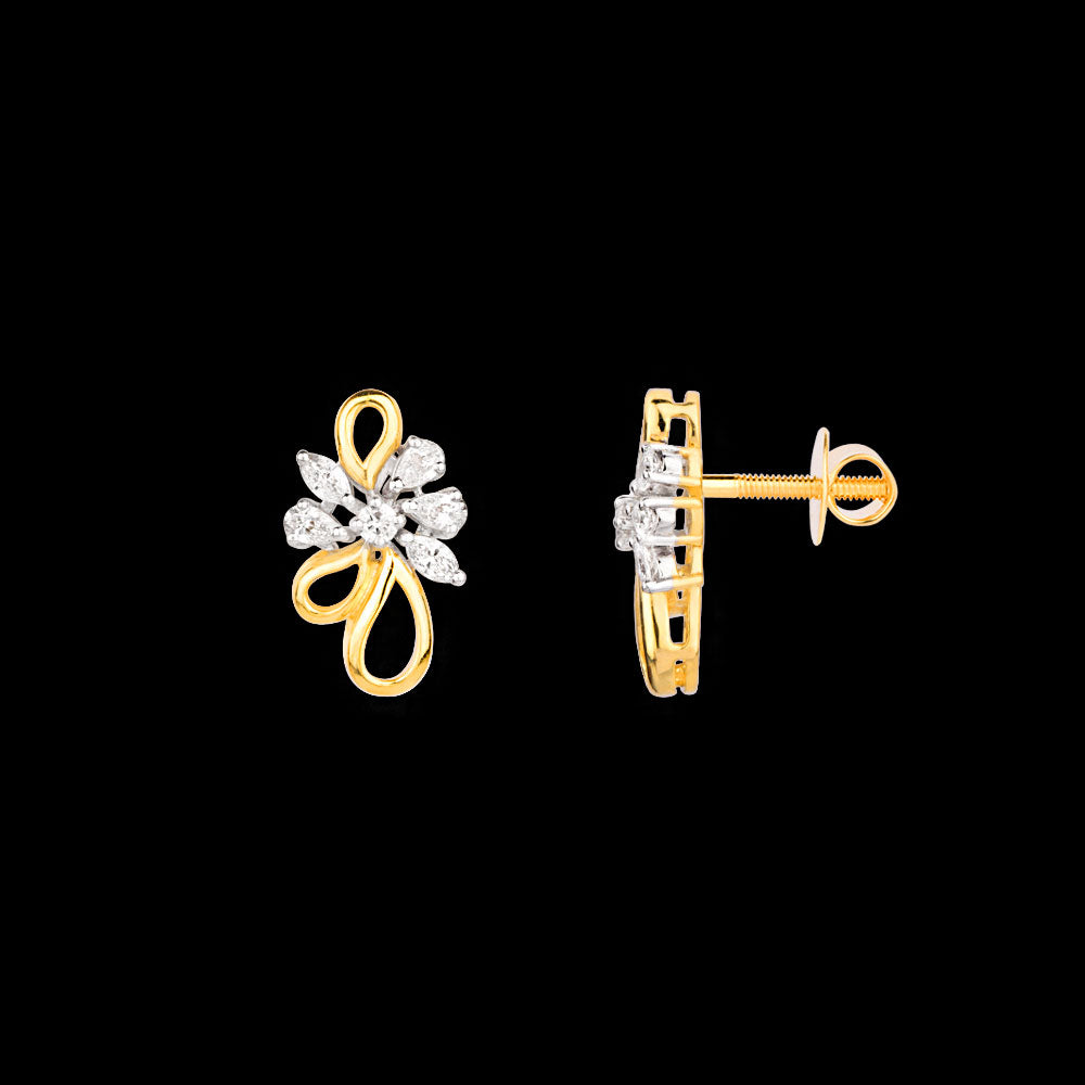 18K Two Tone Gold Diamond Earrings - 0.365ct VVS-VS-EF