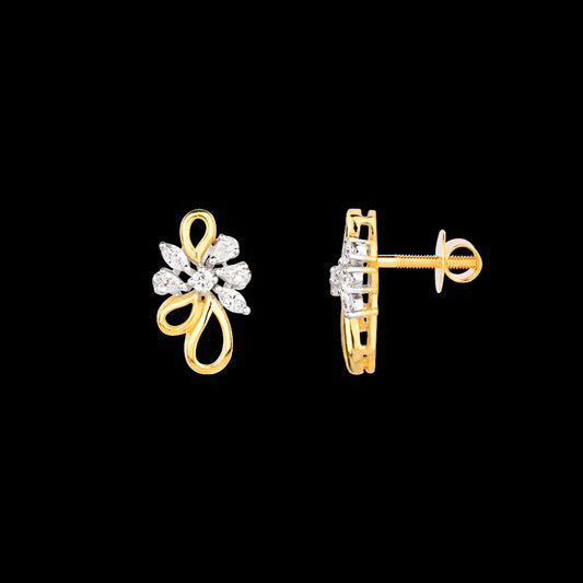 18K Two Tone Gold Diamond Earrings - 0.365ct VVS-VS-EF