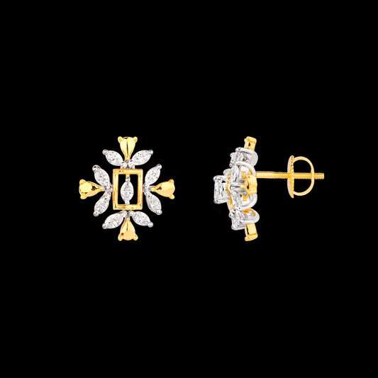 18K Two Tone Gold Diamond Earrings - 0.481ct VVS-VS-EF