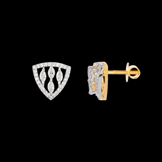 18K Two Tone Gold Diamond Earrings - 0.478ct VVS-VS-EF