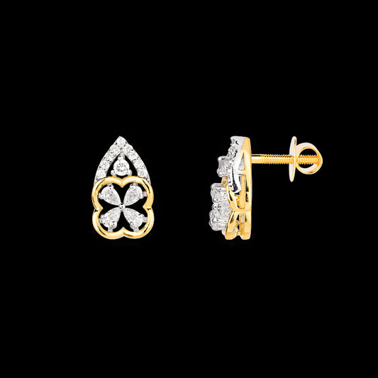 18K Two Tone Gold Diamond Earrings - 0.367ct VVS-VS-EF