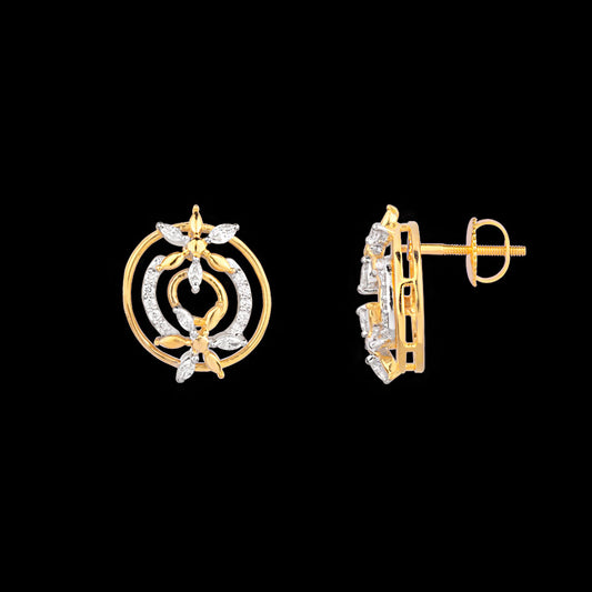 18K Two Tone Gold Diamond Earrings - 0.323ct VVS-VS-EF
