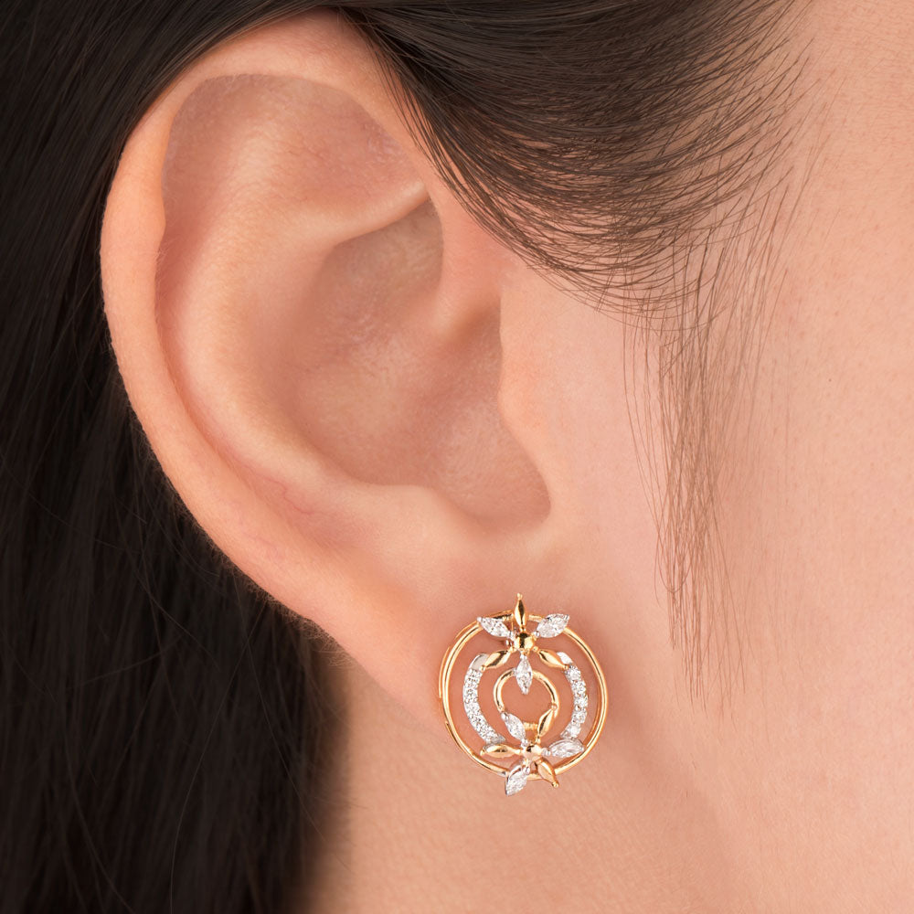 18K Two Tone Gold Diamond Earrings - 0.323ct VVS-VS-EF