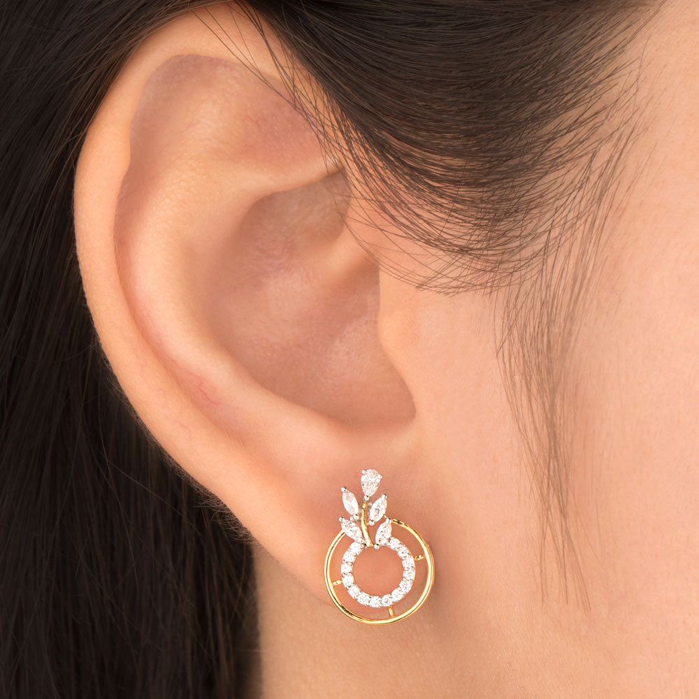 18K Two Tone Gold Diamond Earrings - 0.384ct VVS-VS-EF