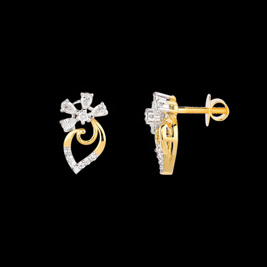 18K Two Tone Gold Diamond Earrings - 0.386ct VVS-EF