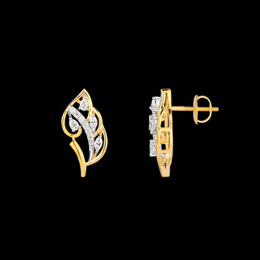 18K Two Tone Gold Diamond Earrings - 0.393ct VVS-VS-EF
