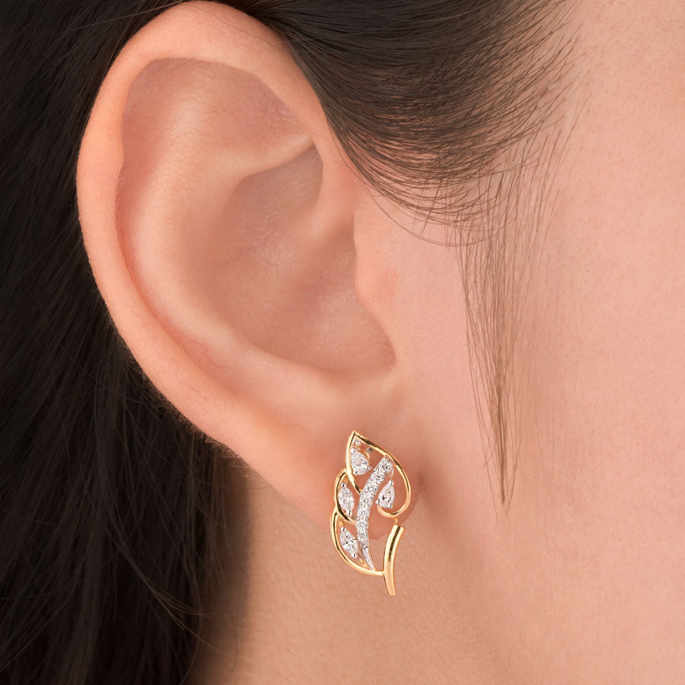 18K Two Tone Gold Diamond Earrings - 0.393ct VVS-VS-EF