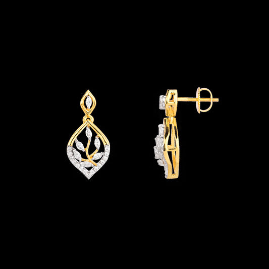 18K Two Tone Gold Diamond Earrings - 0.408ct VVS-VS-EF