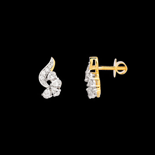 18K Two Tone Gold Diamond Earrings - 0.323ct VVS-EF