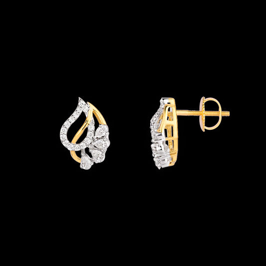 18K Two Tone Gold Diamond Earrings - 0.402ct VVS-EF