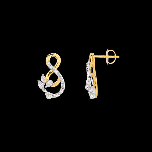 18K Two Tone Gold Diamond Earrings - 0.4ct VVS-VS-EF