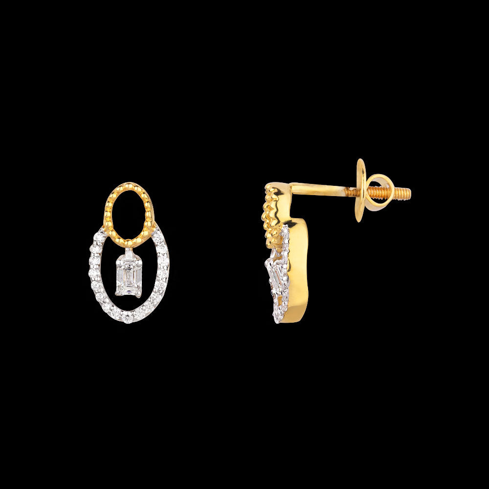 18K Two Tone Gold Diamond Earrings - 0.302ct VVS-EF