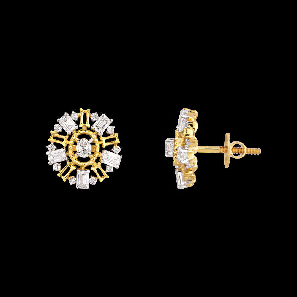 18K Two Tone Gold Diamond Earrings - 1.102ct VVS-FG