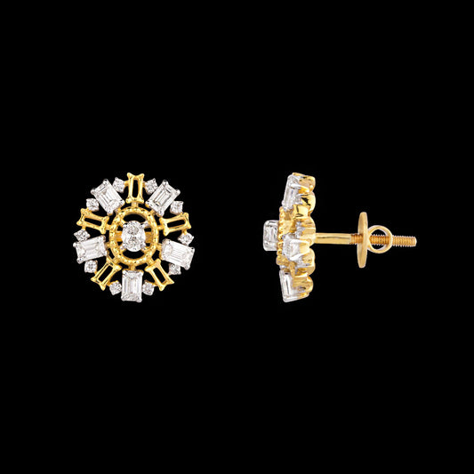 18K Two Tone Gold Diamond Earrings - 1.102ct VVS-FG