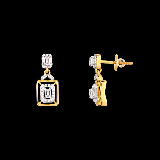 18K Two Tone Gold Diamond Earrings - 0.599ct VVS-EF