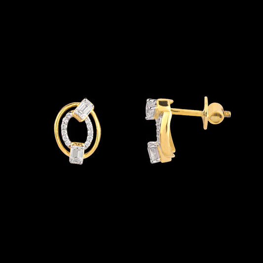 18K Two Tone Gold Diamond Earrings - 0.426ct VVS-FG