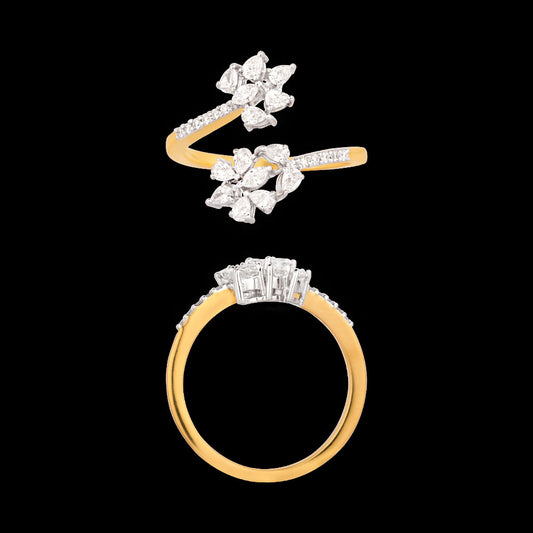 18K Two Tone Gold Diamond Ring - 0.46ct VVS-VS-EF