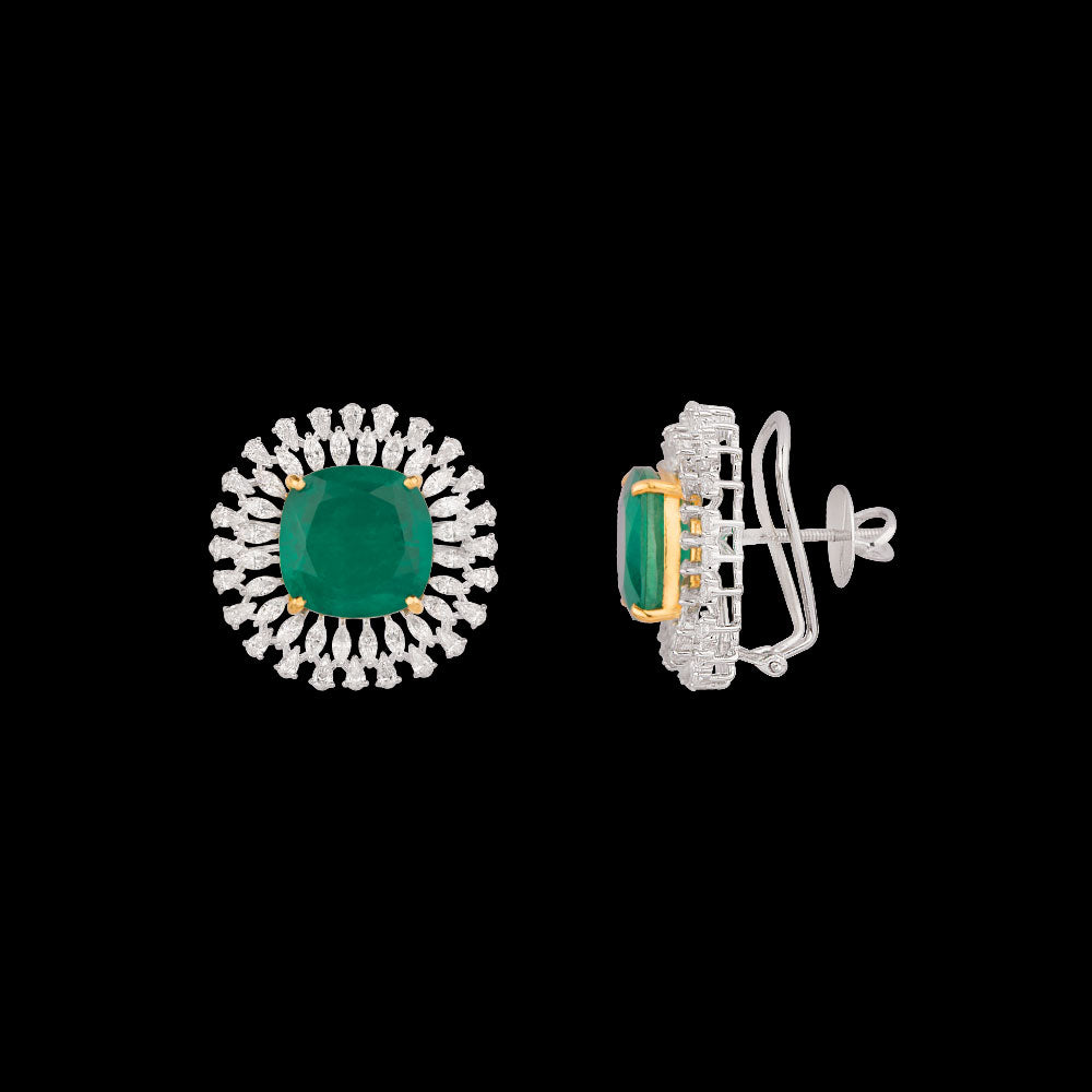 18K Two Tone Gold Diamond Pendant - 4.87ct VVS-VS-EF with Colour Stones