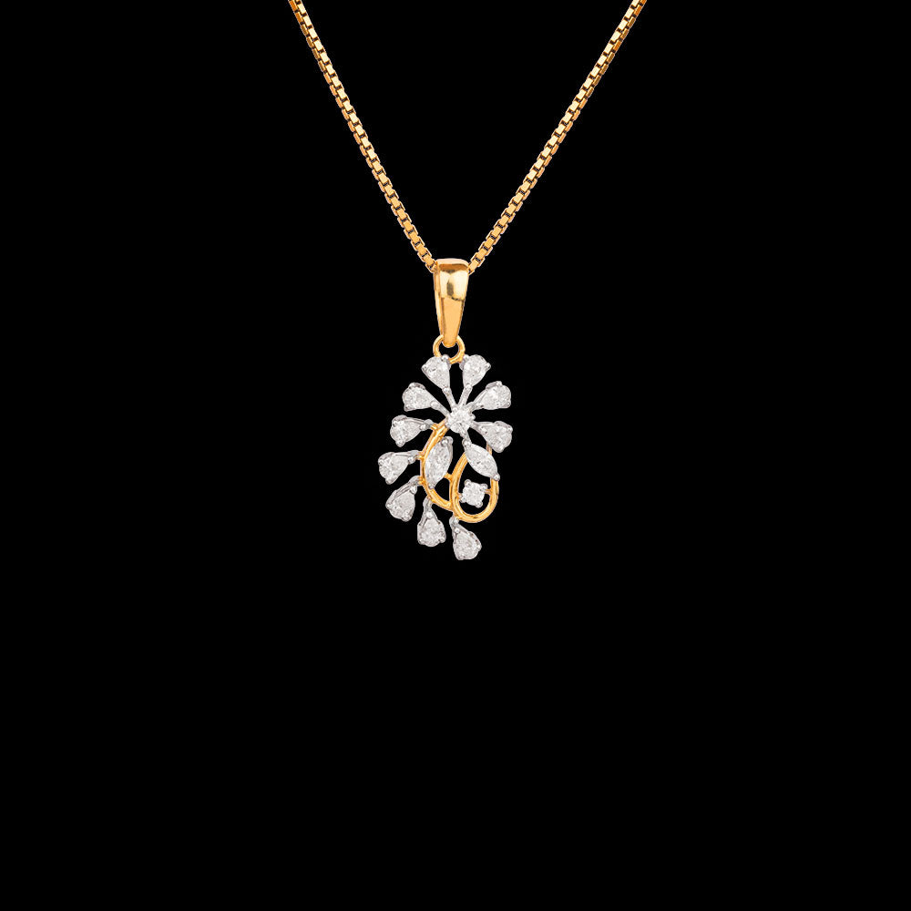 18K Two Tone Gold Diamond Pendant - 0.41ct VVS-EF
