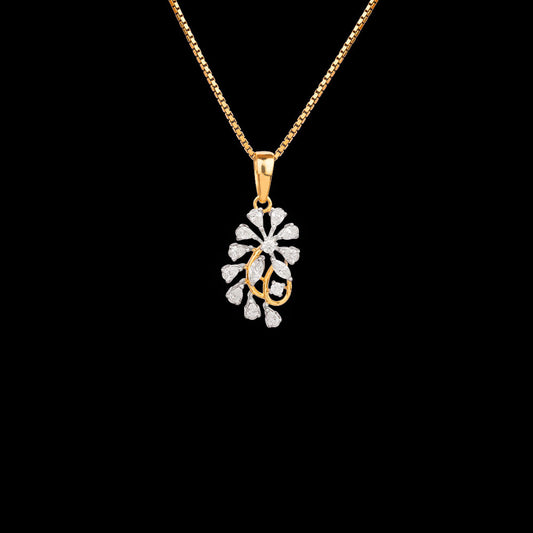 18K Two Tone Gold Diamond Pendant - 0.41ct VVS-EF