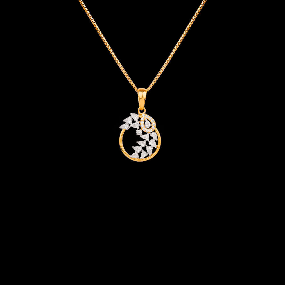 18K Two Tone Gold Diamond Pendant - 0.655ct VVS-EF