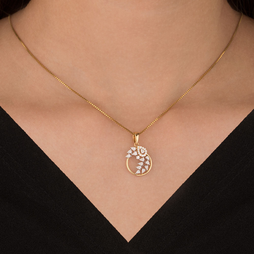18K Two Tone Gold Diamond Pendant - 0.655ct VVS-EF