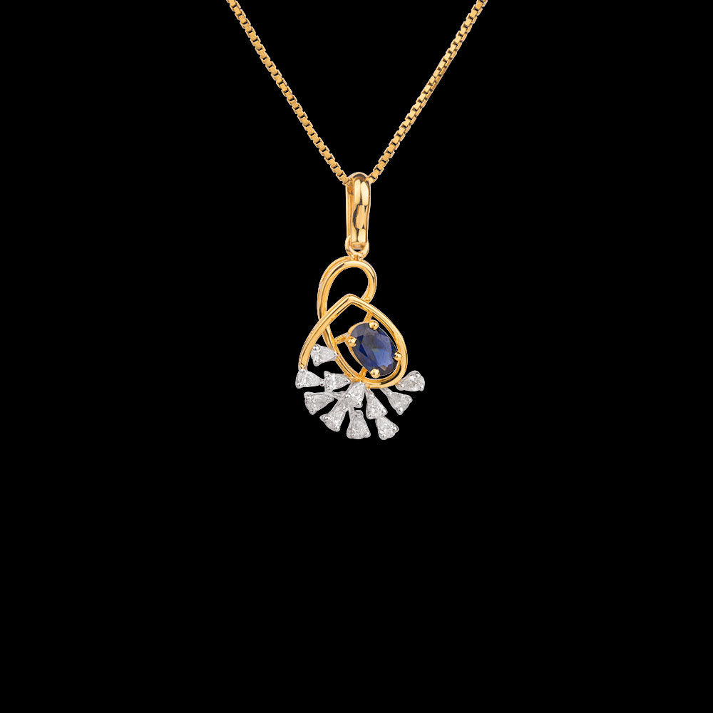 18K Two Tone Gold Diamond Pendant - 0.32ct VVS-VS-EF with Colour Stones