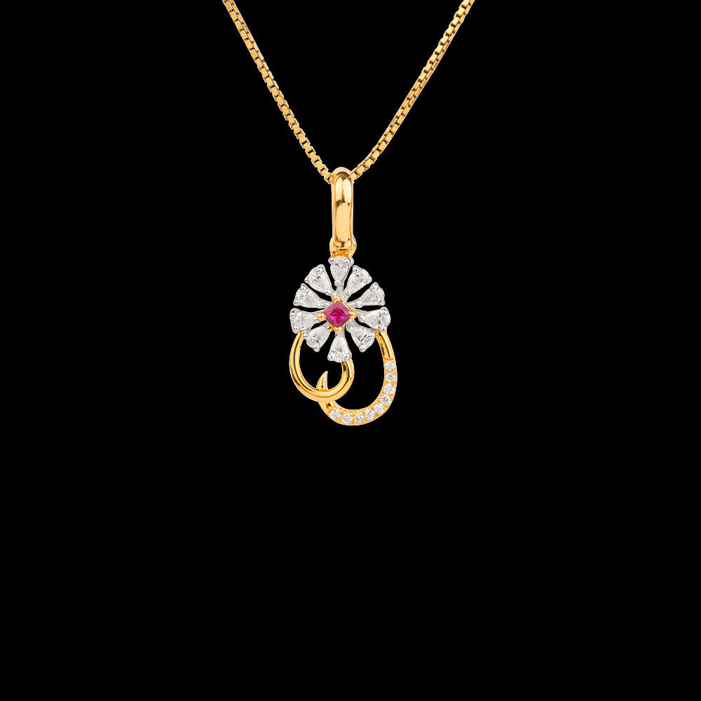 18K Two Tone Gold Diamond Pendant - 0.41ct VVS-EF with Colour Stones