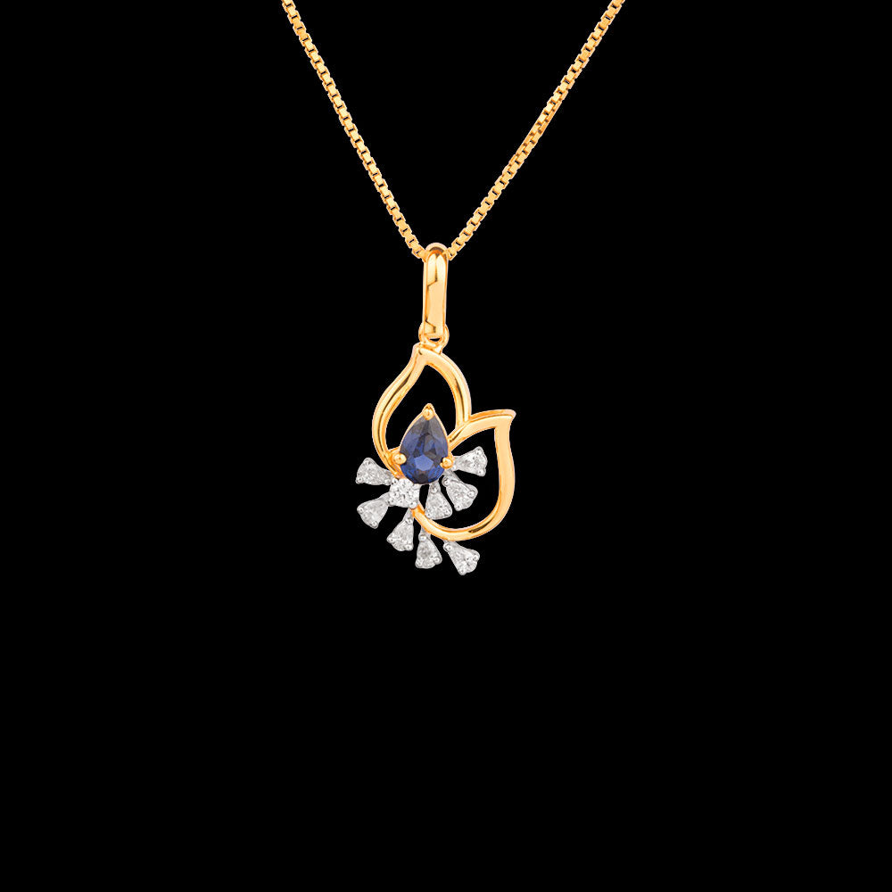 18K Two Tone Gold Diamond Pendant - 0.28ct VVS-VS-EF with Colour Stones