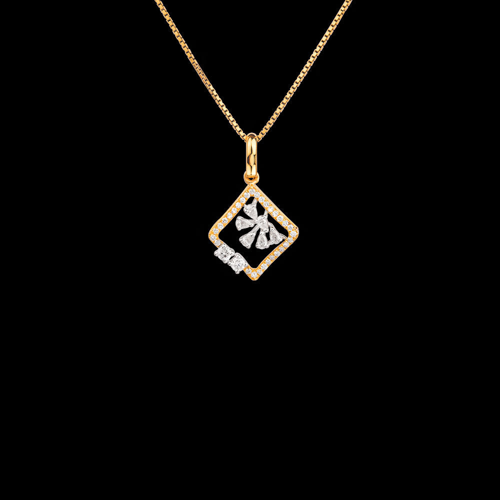 18K Two Tone Gold Diamond Pendant - 0.45ct VVS-VS-EF