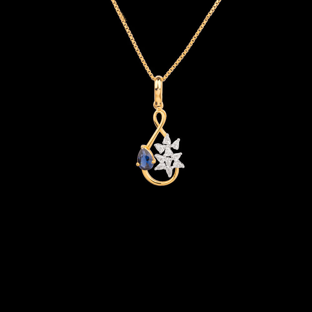 18K Two Tone Gold Diamond Pendant - 0.265ct VVS-VS-EF with Colour Stones