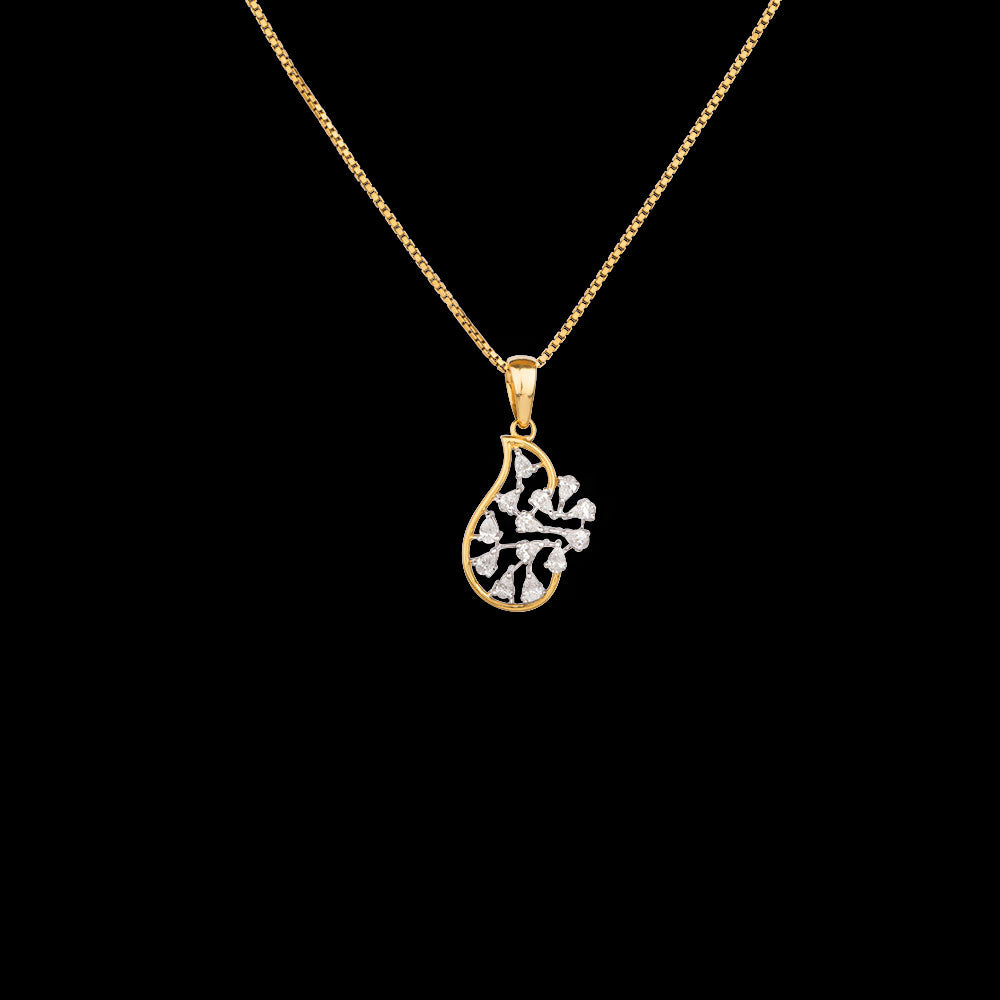 18K Two Tone Gold Diamond Pendant - 0.39ct VVS-EF