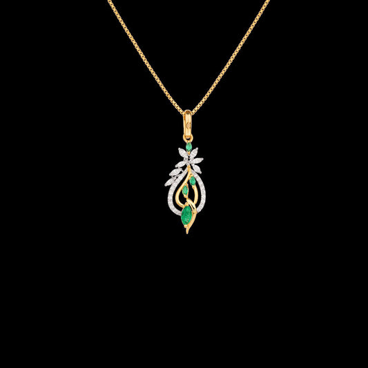 18K Two Tone Gold Diamond Pendant - 0.315ct VVS-VS-EF with Colour Stones