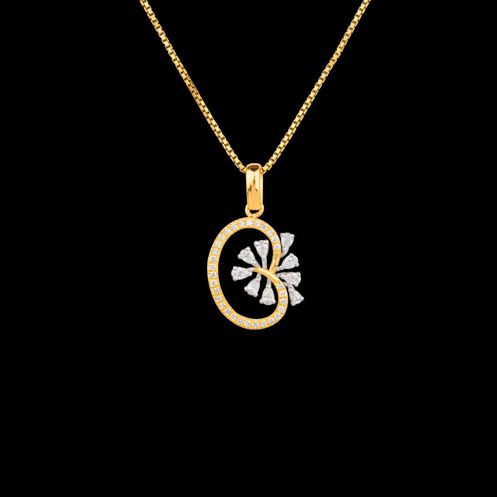 18K Two Tone Gold Diamond Pendant - 0.395ct VVS-EF