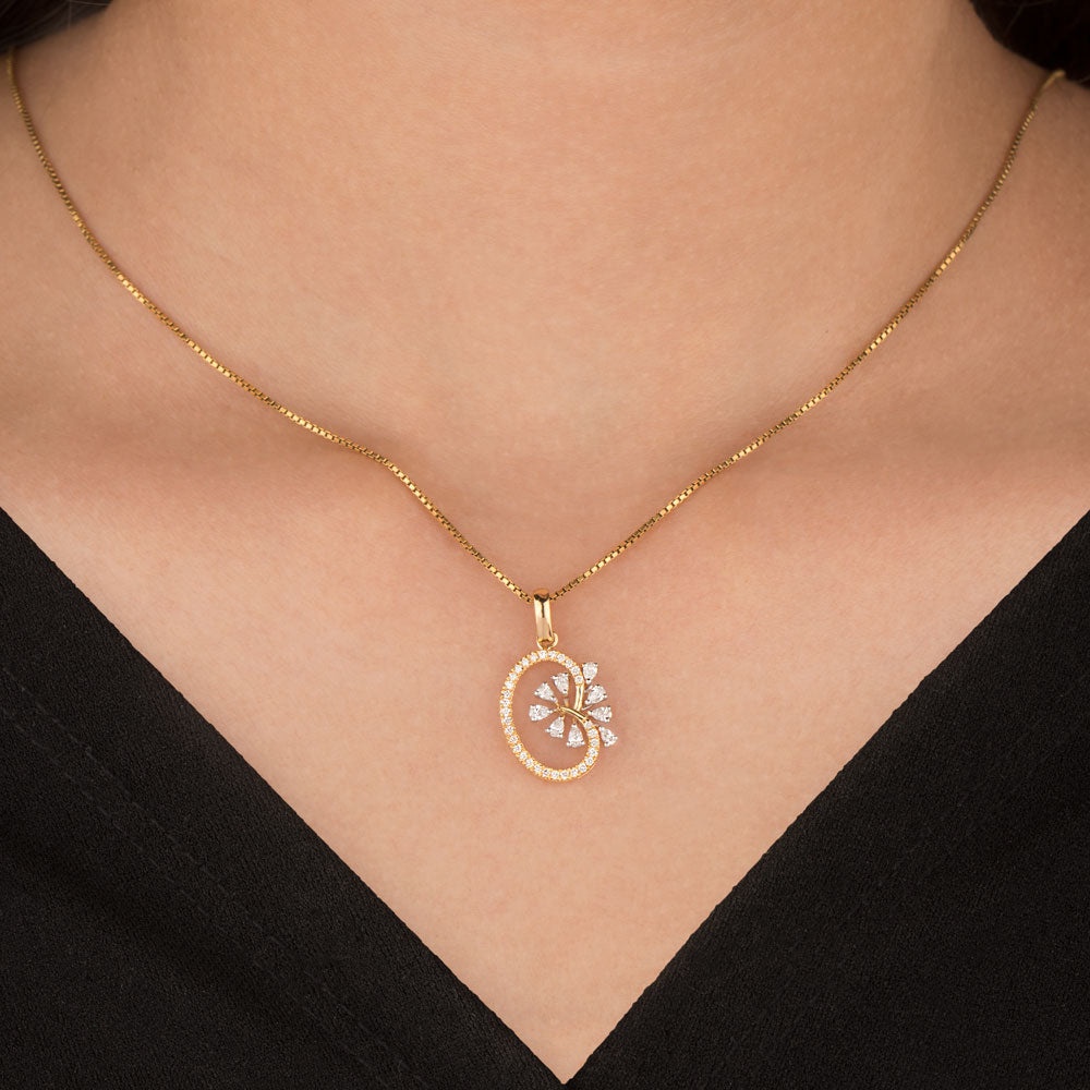 18K Two Tone Gold Diamond Pendant - 0.395ct VVS-EF