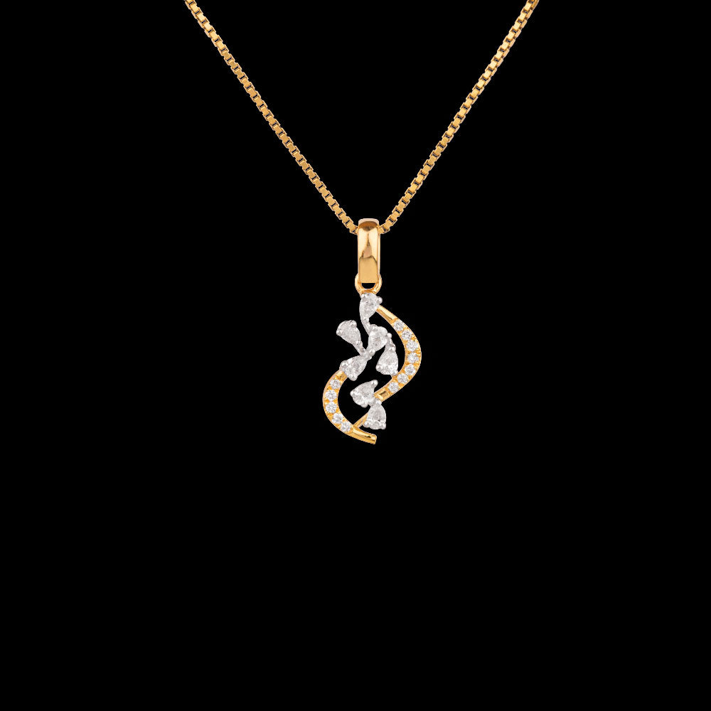 18K Two Tone Gold Diamond Pendant - 0.275ct VVS-VS-EF