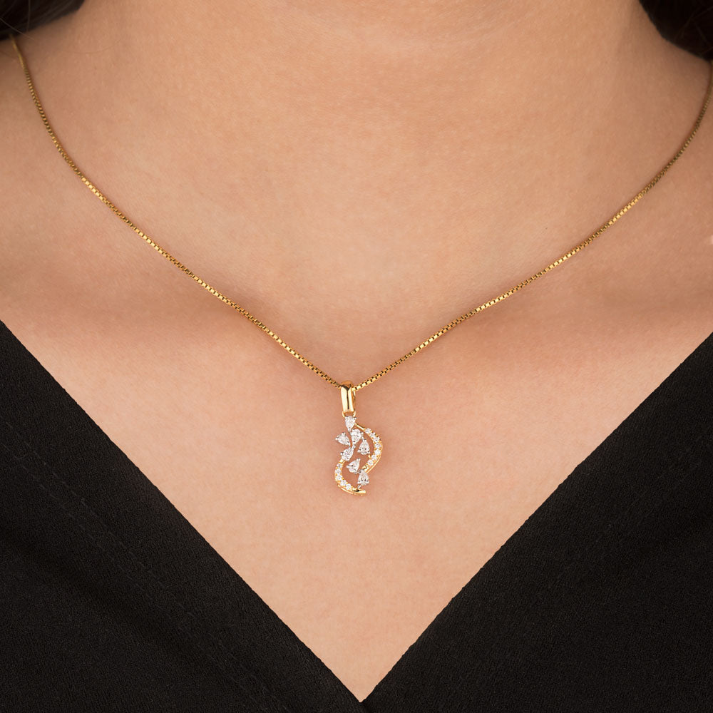 18K Two Tone Gold Diamond Pendant - 0.275ct VVS-VS-EF