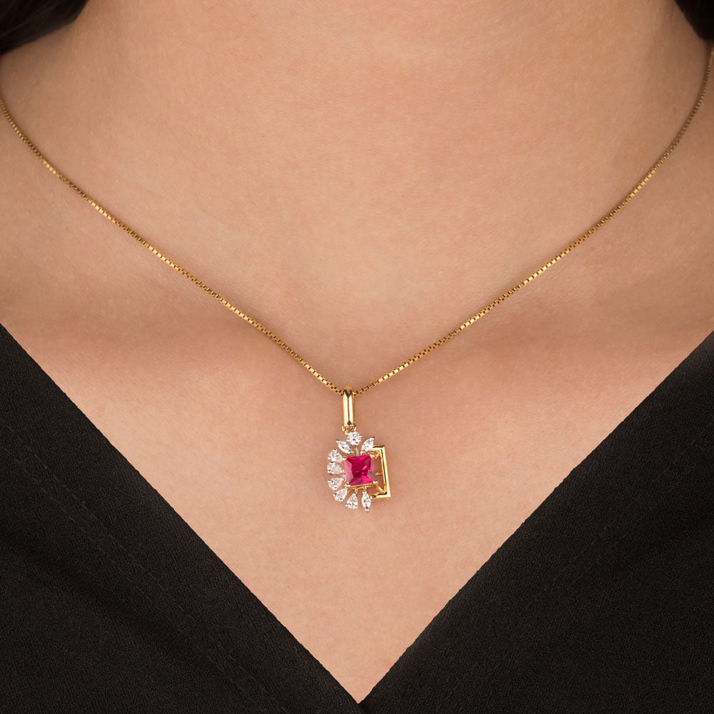 18K Two Tone Gold Diamond Pendant - 0.34ct VVS-EF with Colour Stones