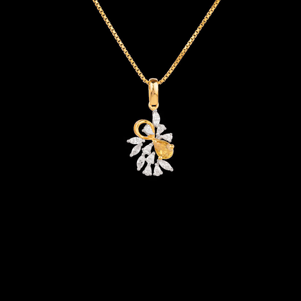 18K Two Tone Gold Diamond Pendant - 0.45ct VVS-EF with Colour Stones