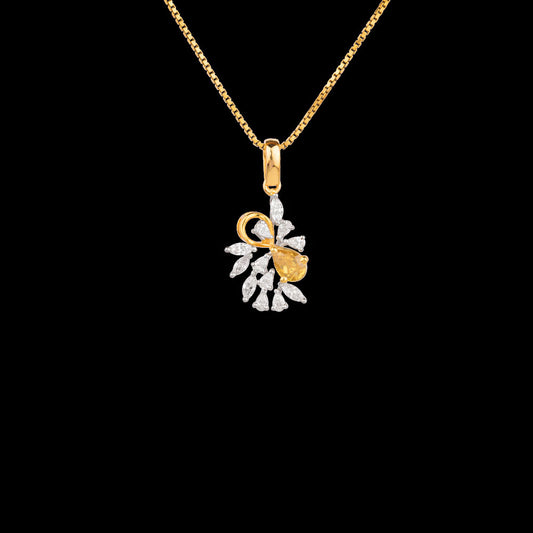 18K Two Tone Gold Diamond Pendant - 0.45ct VVS-EF with Colour Stones