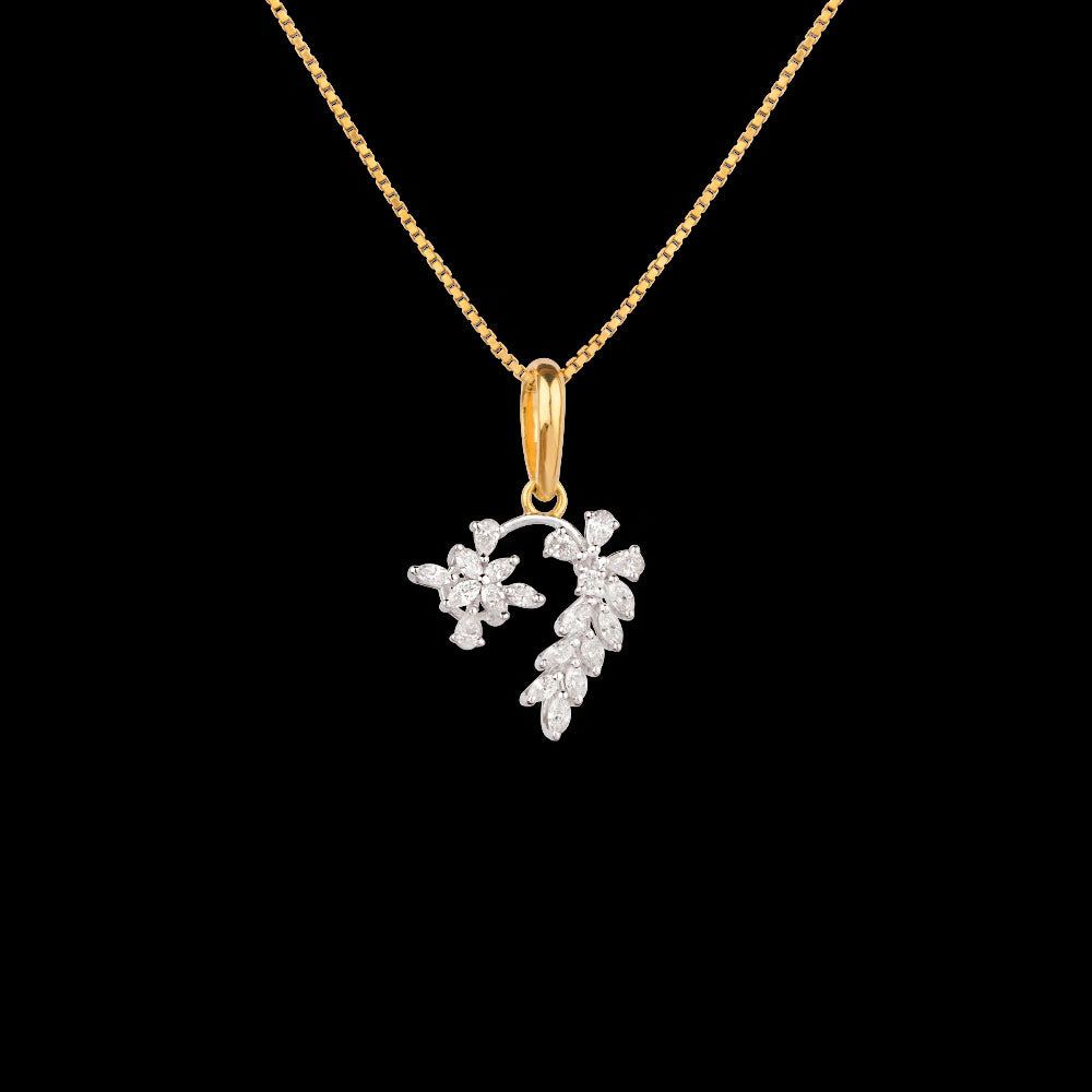 18K Two Tone Gold Diamond Pendant - 0.45ct VVS-VS-EF