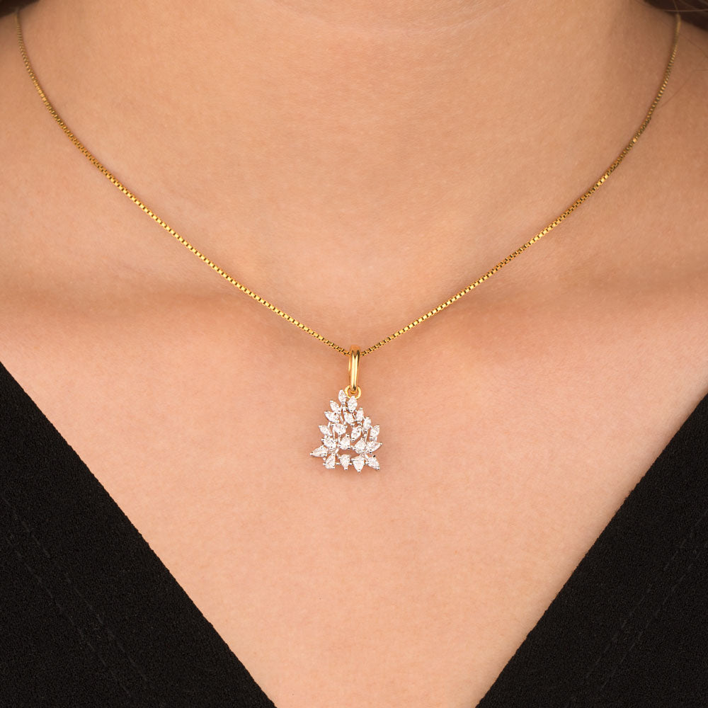 18K Two Tone Gold Diamond Pendant - 0.5ct VVS-VS-EF