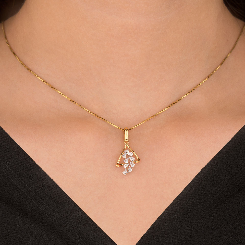 18K Two Tone Gold Diamond Pendant - 0.206ct VVS-EF